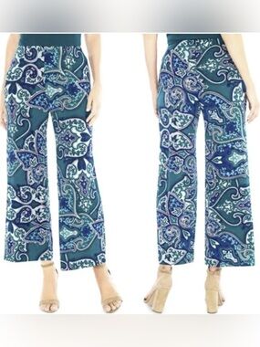 Chico's Travelers Printed Palazzo Wide-Leg Capri Pants Size 2 12-14